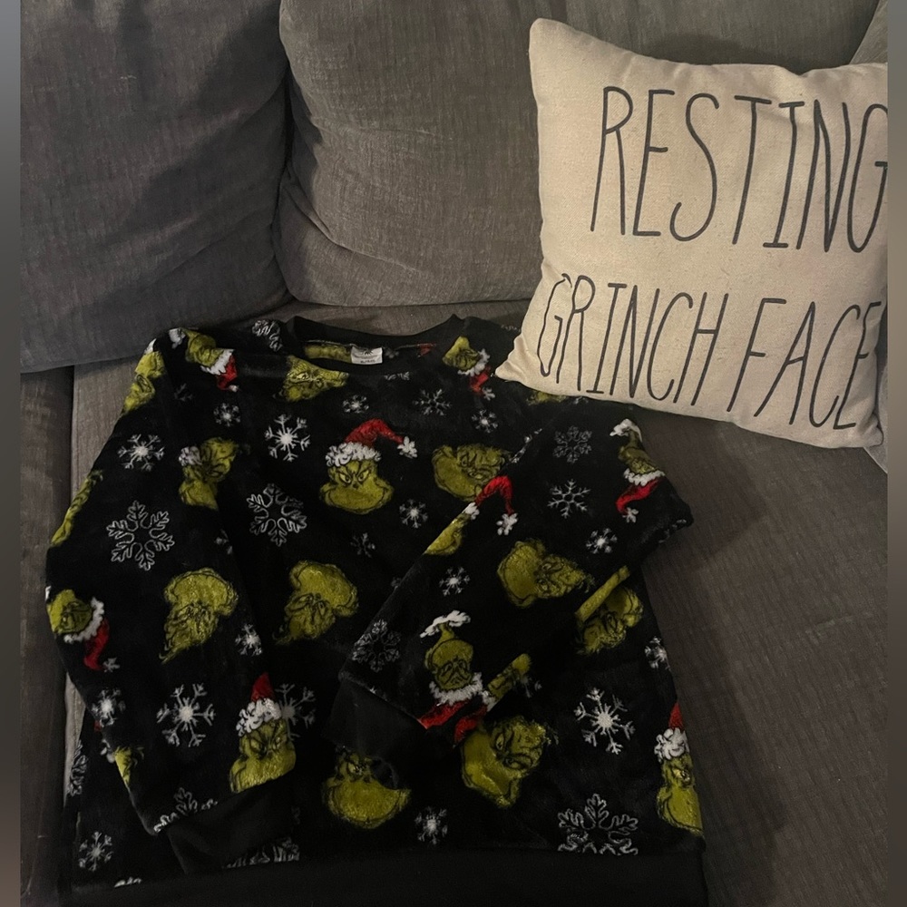 Resting Grinch Face velvet sweater